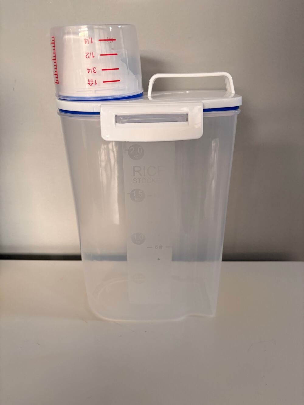 Rice Airtight Rice Stocker Storage Container with Pouring Spout, Measuring Cup